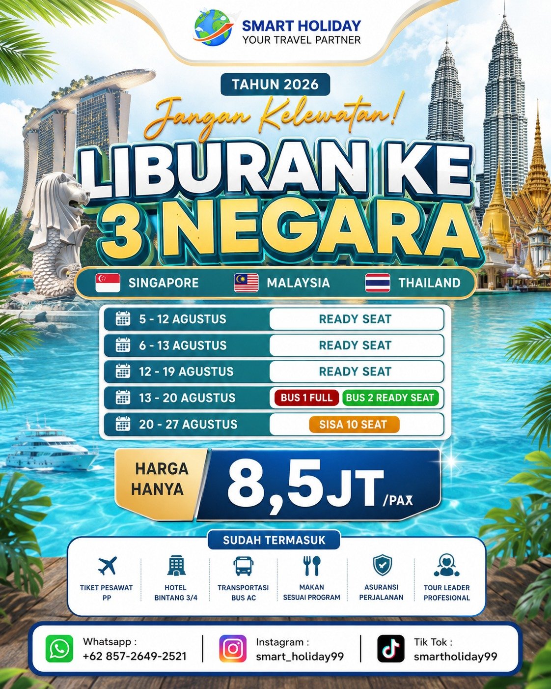 Open Trip 3 Negara Asia 7D 6N
